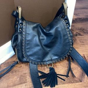 Steve Madden double strap fake leather black purse